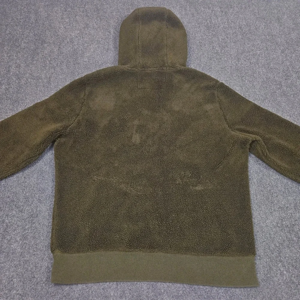 Banana Republic Mens Hoodie XL Olive Green Sherpa Fleece Sweatshirt Outdoor Cozy
